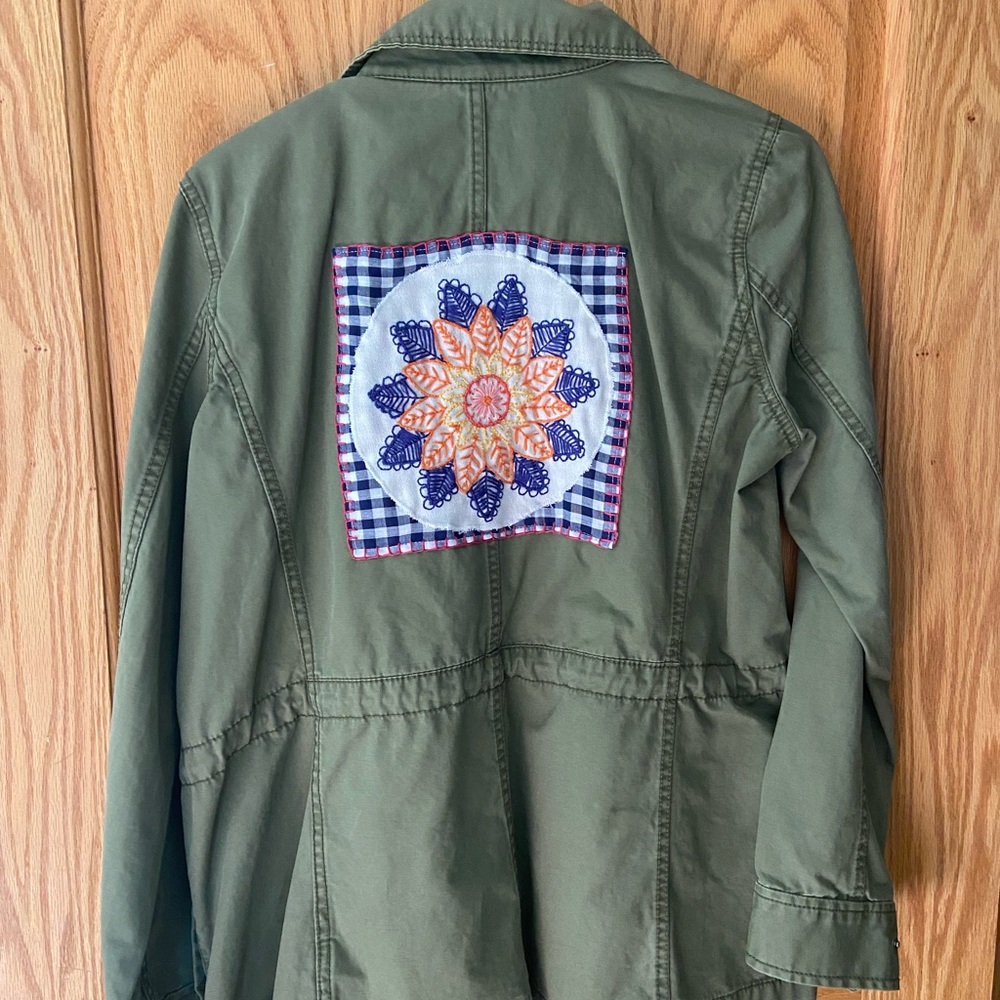 Madewell Olive Utility Jacket with Patchwork Design